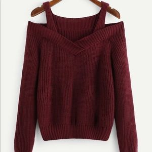 Maroon cold shoulder sweater